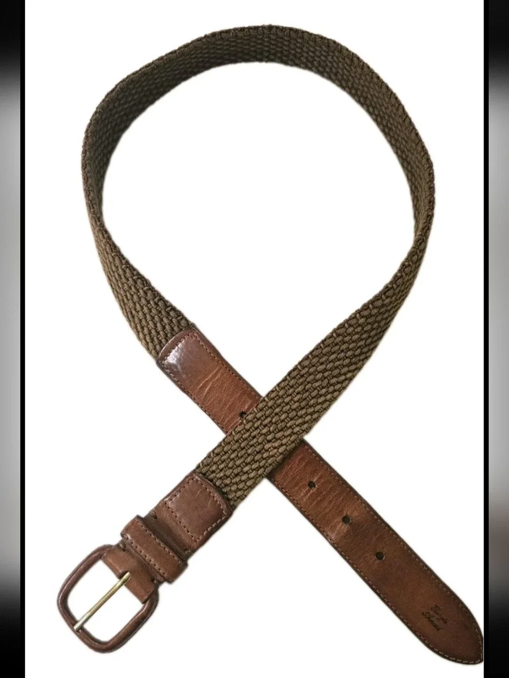 Giorgio Armani Brown Leather Tabs & Cotton Belt Made in Italy, Size 28
